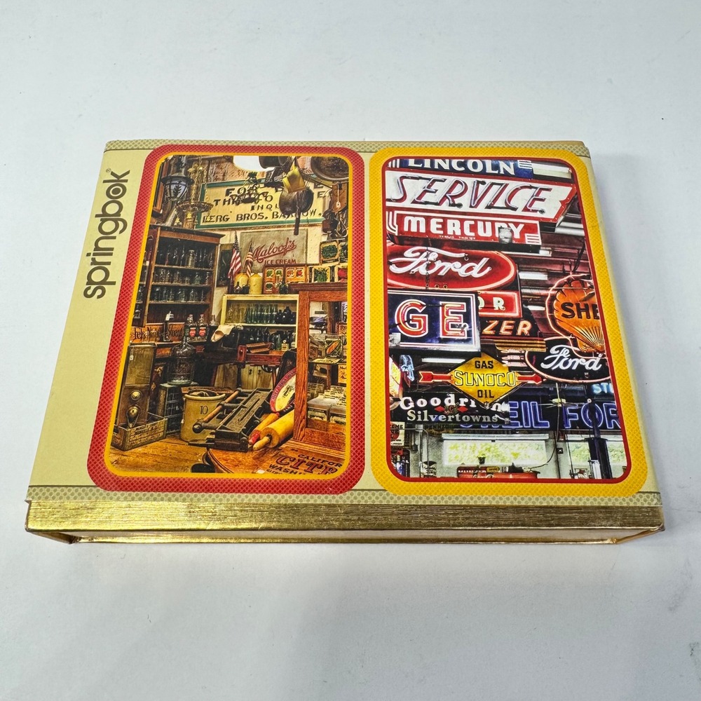 Springbok Americana Playing Cards Double Deck Set Thom Zehrfeld Vintage Car Logo